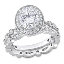 Everly Women's Created Moissanite 10k White Gold Bridal Set