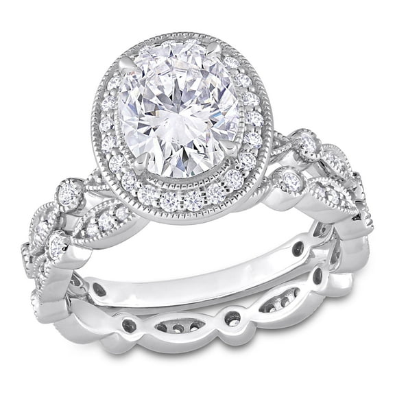 Everly Women's Created Moissanite 10k White Gold Bridal Set