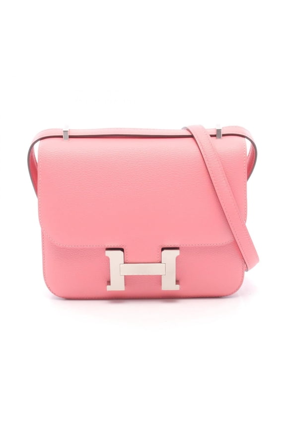 Pre-Owned Hermes Constance 3 Mini Rose Ete Shoulder Bag Handbag Leather Evercolor Women's Pink