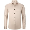 thumbnail image 3 of HOWPAY Men Dress Shirt Slim Fit Formal Shirts Long Sleeve Button down Solid Color Stretch Business Casual for Wedding and Office Fall Clothes Beige L, 3 of 3