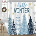 thumbnail image 2 of Christmas Shower Curtain, Winter Blue Xmas Tree Snowflake New Year Holiday Bathroom Accessories Set, Waterproof Fabric Shower Curtain for Bathroom Decor 72X72Inch, 2 of 6