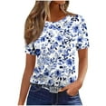 thumbnail image 5 of cocolona Womens Summer Short Sleeve Tops Fashion Floral Print Crew Neck T-shirts Casual Loose Blouses S-3XL, 5 of 5