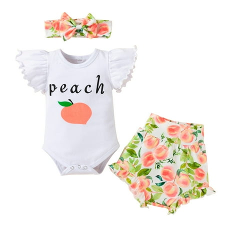 

Jdefeg Trendy Clothes for Teen Girls Baby Boys Girls Summer Outfits Letter Pattern Short Sleeve Bodysuit Romper Tops Floral Shorts Pants Headband 3Pcs Clothes Set Flower Girl Basket Cotton Pink 80