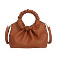 thumbnail image 1 of Sywqhk Bolso Bandolera De Hombro De Pu De Color Sólido Plisado Retro Para Mujer (Marrón) Sywqhk Para estrenar, 1 of 8