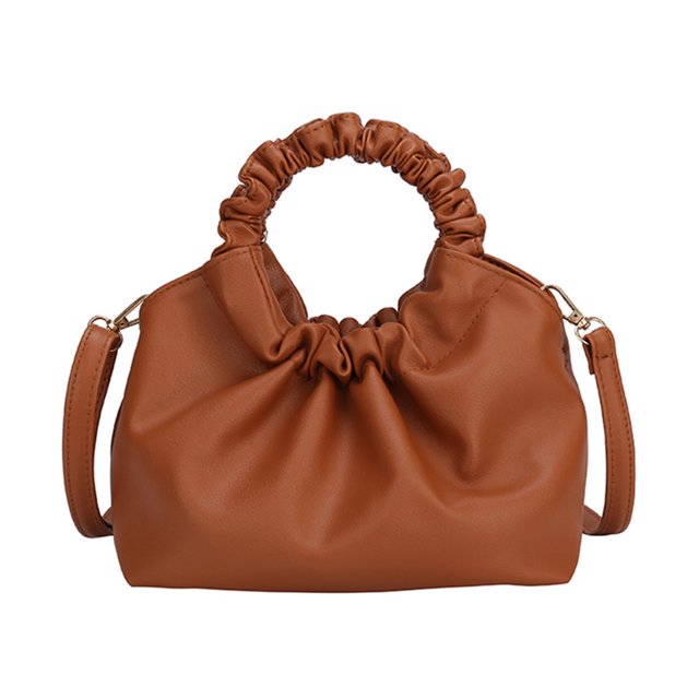 Sywqhk Bolso Bandolera De Hombro De Pu De Color Sólido Plisado Retro Para Mujer (Marrón) Sywqhk Para estrenar