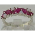 thumbnail image 2 of LBG British Made 14k White Gold Natural Ruby & Opal Womens Eternity Ring - Size 11 - 33 size options, 2 of 6