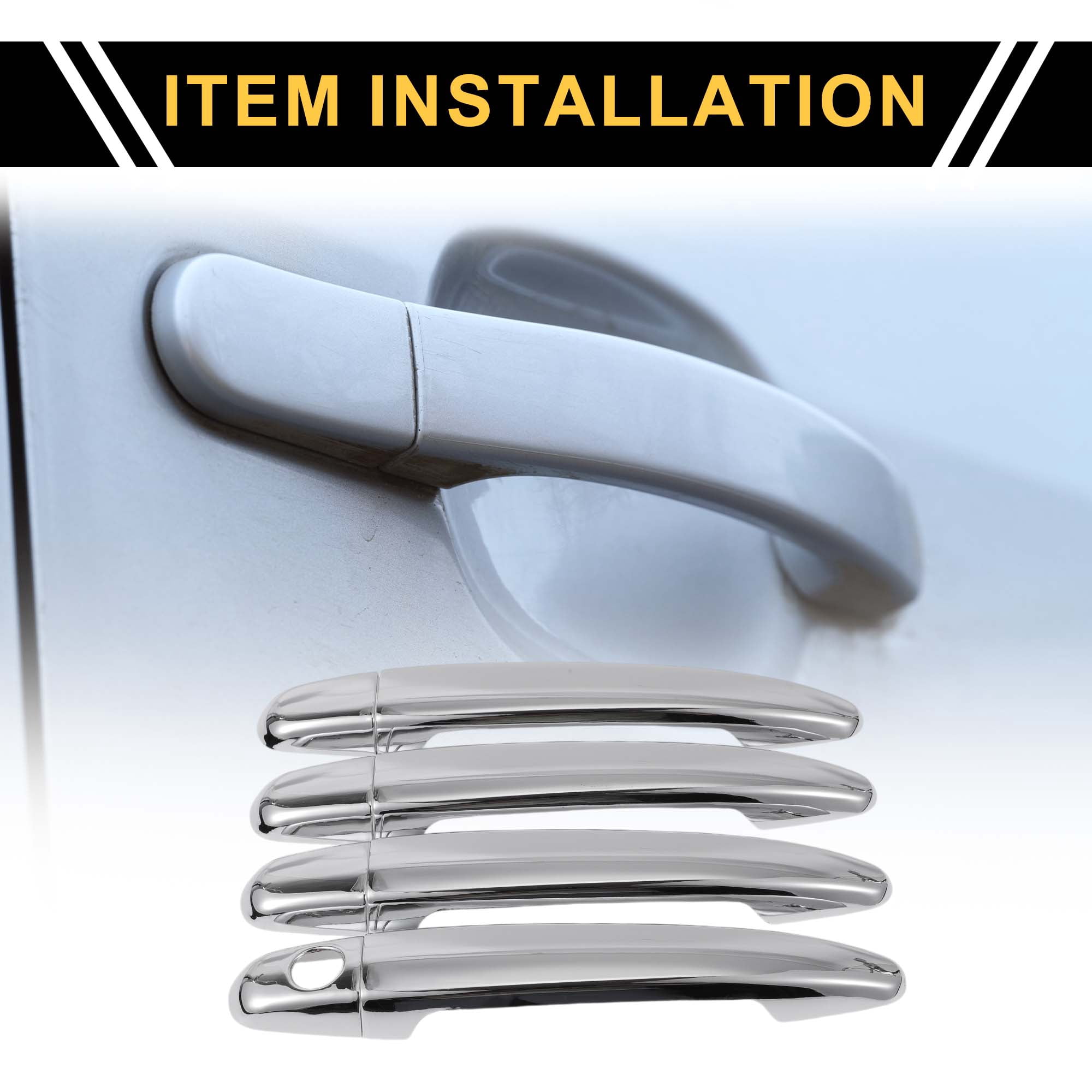 Unique Bargains 4pcs Exterior Door Handle Cover for Toyota 4Runner 2003-2010 Silver Tone