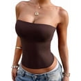thumbnail image 3 of Womens Tube Tops Strapless Crop Tops Basic Backless Sleeveless Going Out 2026 Spring Summer Clothes Brown XL, 3 of 7