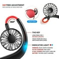 thumbnail image 3 of Portable Neck Fan, Hand Free Personal Mini Fans USB Rechargeable,360 Degree Free Rotation for Traveling, Sports, Office, Reading (3 Speed Adjustable, Headphone Design) Wearable Neckband Cooler (Black), 3 of 6