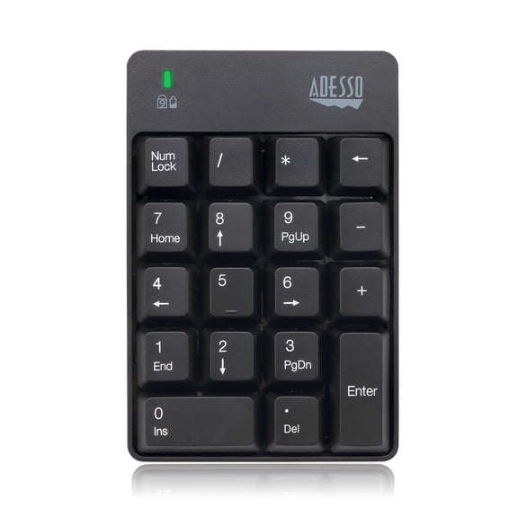Adesso WKB-6010UB - Wireless Spill Resistant 18-Key Numeric Keypad - Black