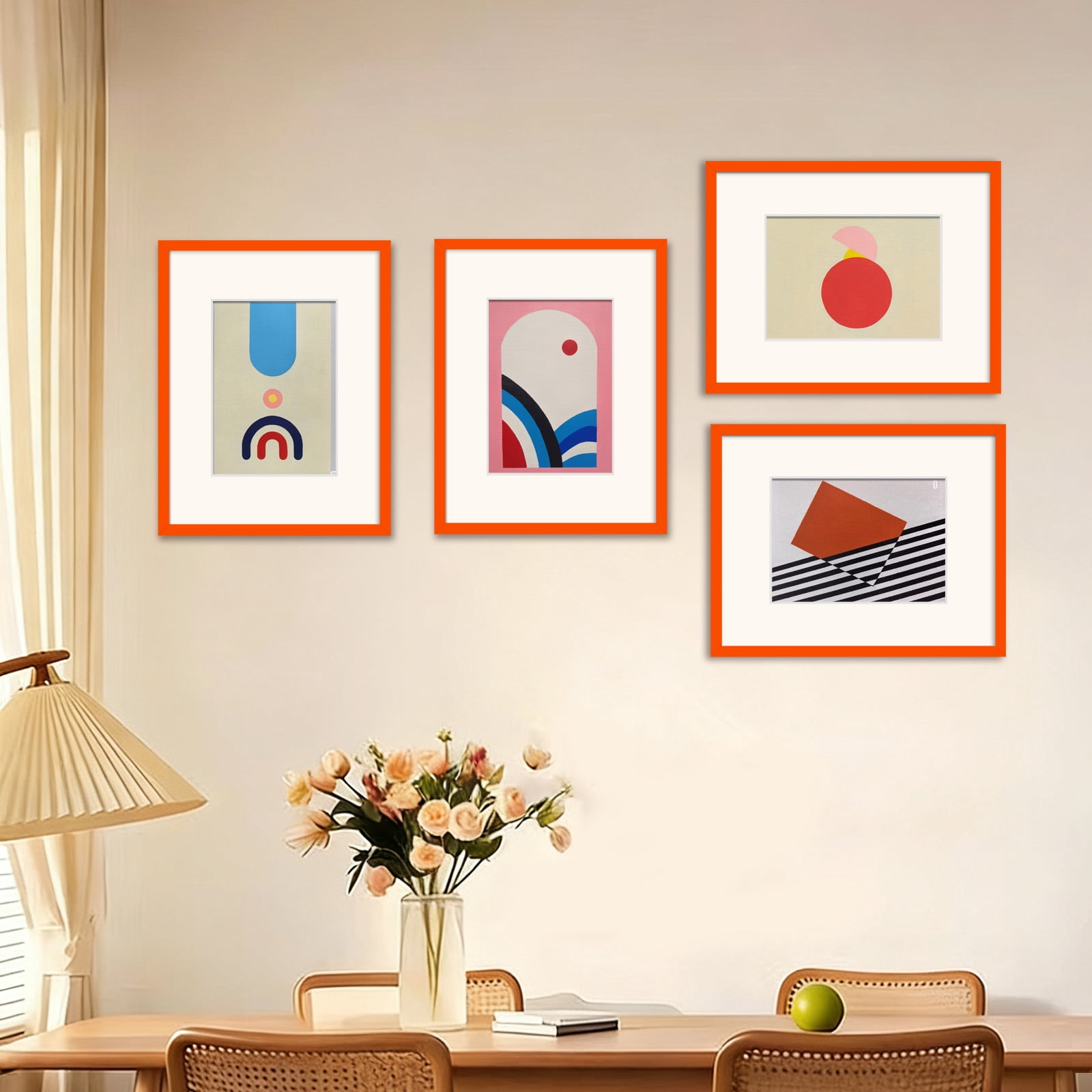Kuxerla 2 Pack 8x10 Picture Frame Holds 5x7 Picture with Mat or 8x10 Picture without Mat,With Clear Acrylic Front and MDF Back Panel,Orange