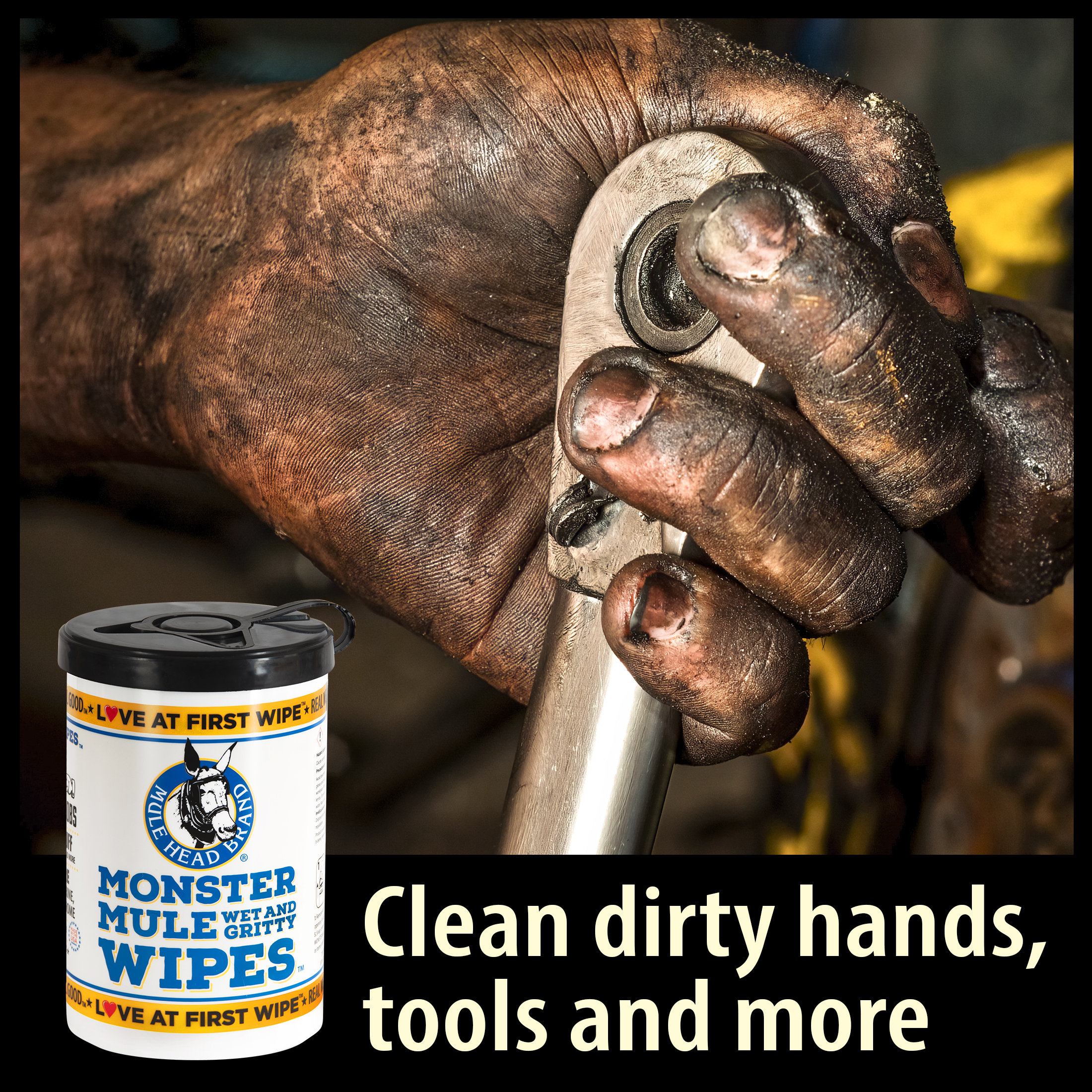 Mule Head Brand Monster Mule Wet and Gritty Wipes™ 10"x12" Heavy Duty Textured Cleaning Wipe, 72 Count