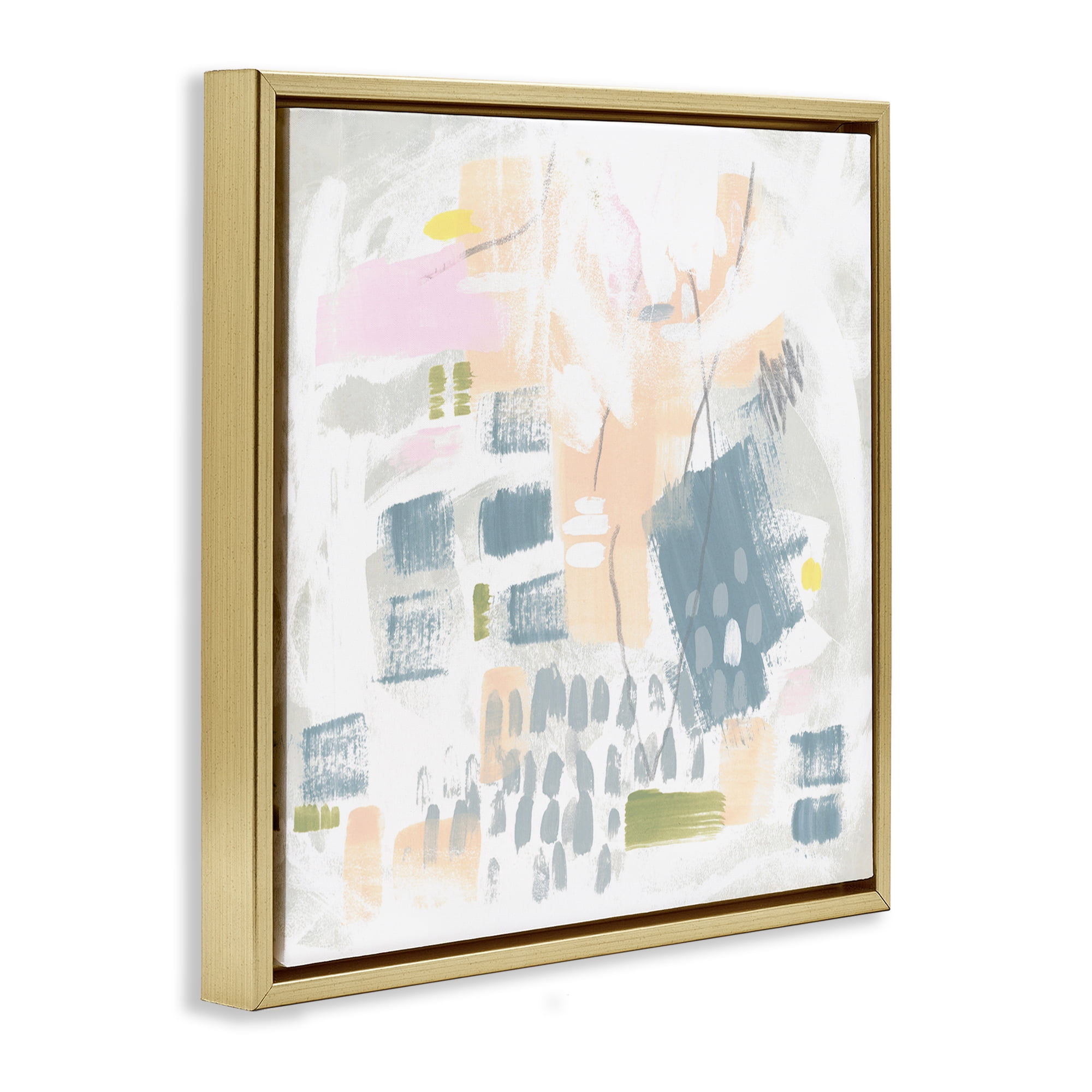 Stupell Industries Pastel Patterned Expression Abstract Painting Gold Floater Framed Canvas Art Print Wall Art, 25 x 25