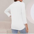 thumbnail image 6 of Lumtrix Women'S V Neck 3/4 Sleeve Tops Quarter Zip Collared Shirts Summer Tees Dressy Casual Top White 2XL, 6 of 7