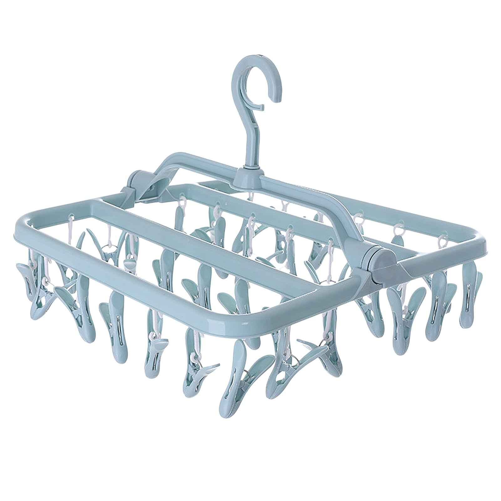 Needhep Heavy Duty Clothing Hangers, Portable Foldable Clothes Drying Rack Smart Heavy Duty Velvet Hangers Clothes Hangers With 360° Swivel Hook, for Organization Clothe (Blue)