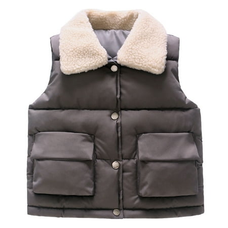 

Dadaria Toddler Winter Coat 3Y-8Y Toddler Kids Baby Grils Boys Solid Outdoor Waistcoat Vset Windproof Coat Dark Gray 120 Toddler