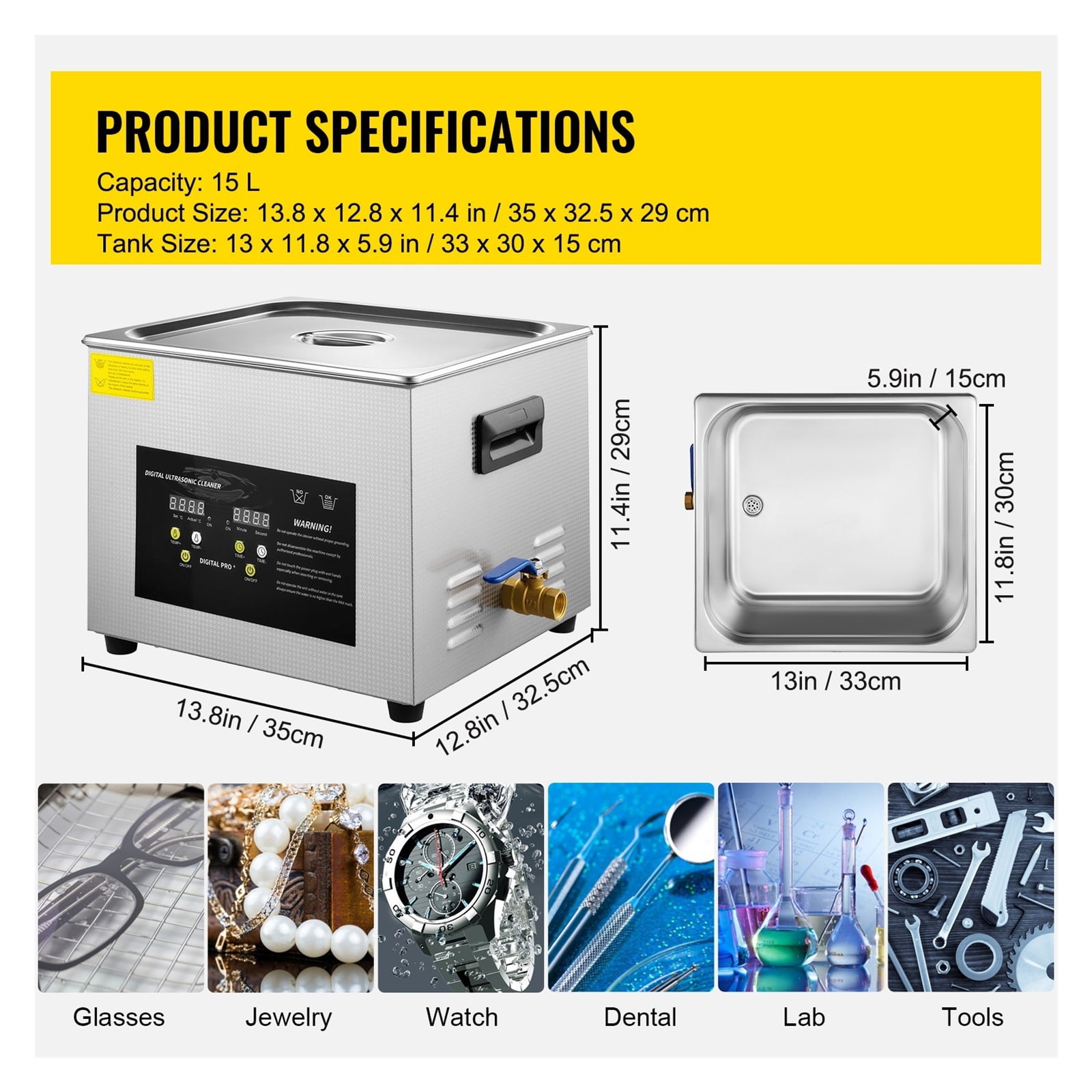2L 3L 6L 10L 15L Ultrasonic Cleaner 40KH Powerful Transducer Mini Portable Washing Machine Ultrasound Dishwasher Jewelry