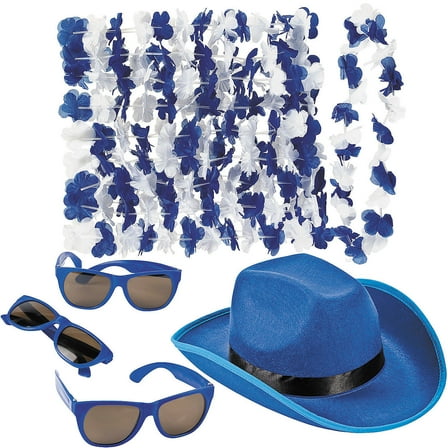 Fun Express 36 Pieces Blue Team Spirit Wearables Assortment for 12