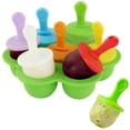thumbnail image 1 of 7 Ice Cream Molds Silicone Ice Lolly Ice Lollipop on Handle Set Popsicle Molds Set, 1 of 4