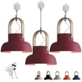 thumbnail image 1 of FSLiving Customizable Iron Pendant Light H-Type Track Light Pendants 3.2 ft Cord Macaron Industrial Light Dimmable Wooden Track Mount Pendant Lighting Fixtures Bulb Not Included - 3 Lights (Red), 1 of 8