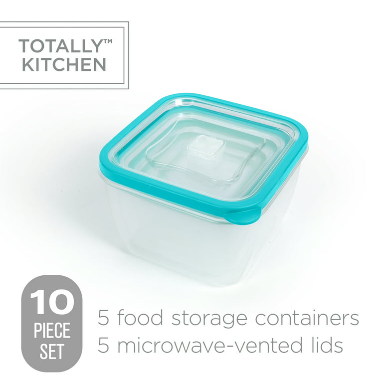 New Tupperware Heat N Serve Square 5 Cups Blue w/ White Vent Microwave Safe
