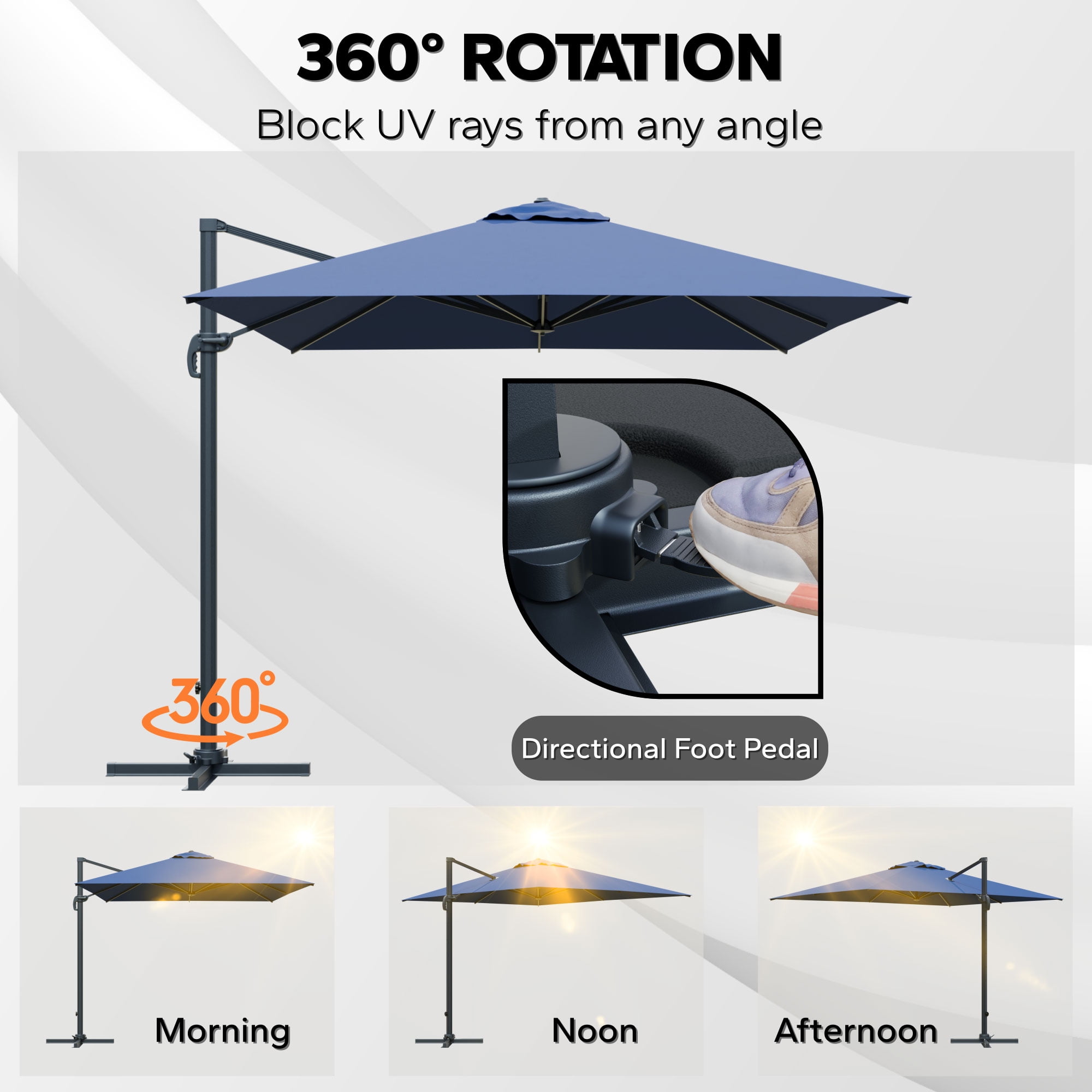 Meetleisure 10 X 13FT Outdoor Patio Umbrella Market Umbrella with Push Button Tilt and Crank, 8 Aluminum Sturdy Ribs for Garden, Lawn, Pool, No Base