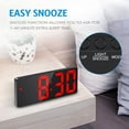 thumbnail image 4 of Digital alarm clock with LED display, temperature and date alarm, voice control, USB/battery powered - Red Digital, 4 of 5