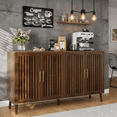 thumbnail image 4 of Algherohein Modern Sideboard Buffet with Slatted Barn Doors, Wood Accent Storage Consol, TV Stand, Coffee Bar for Dining Room, Walnut 4 Doors, 4 of 6