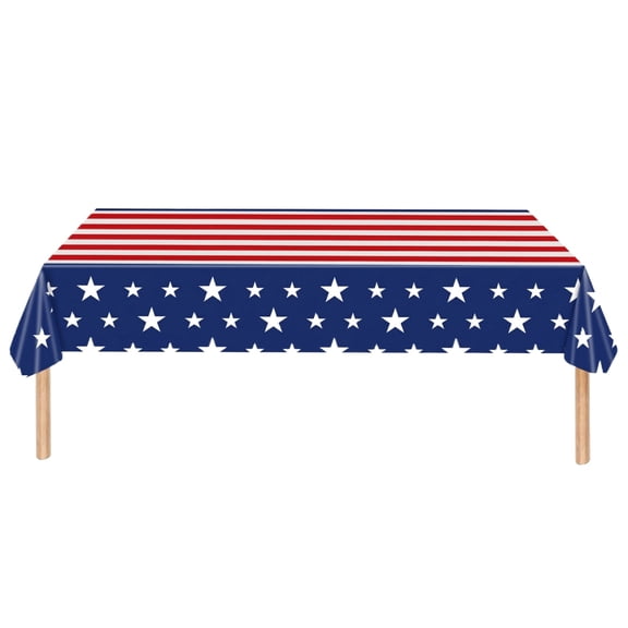 250 Anniversary Independence Day Party Tablecloth Americana Stars Patriotic Table Cover for 4th of July Decorations 54 x 108 Inch, Red White and Blue