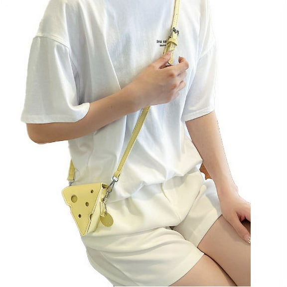 Cheese Shaped Shoulder Bag PU Comfortable Cute Stylish Mini Bag for Party Decoration Gift Yellow Free Size