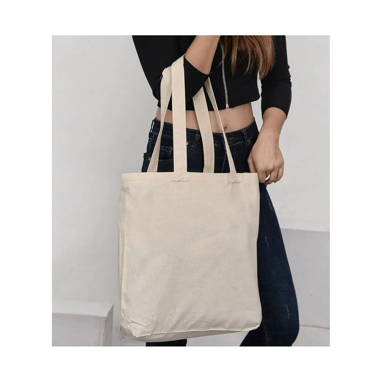 12 Pack Wholesale Organic Canvas Tote Bags Bulk with Handles, GOTS  Certified Organic Cotton Totes Reusable Blank Cloth Fabric Bag 