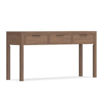 Simpli Home Hollander 60 inch Wide Solid Wood Contemporary Console Table in Medium Saddle Brown