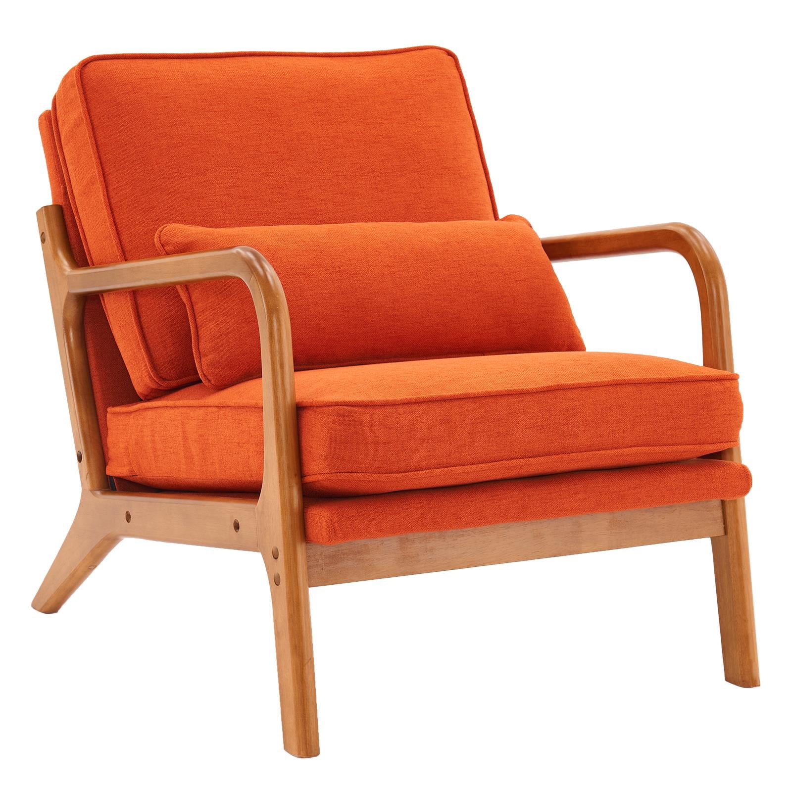 UBesGoo Modern Wood Club Chair Bronzing Cloth Fabric Upholstered Reading Accent Chair with Solid Wood Frame Brown