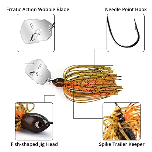  MadBite Bladed Jig Fishing Lures, 5 pc Multi-Color