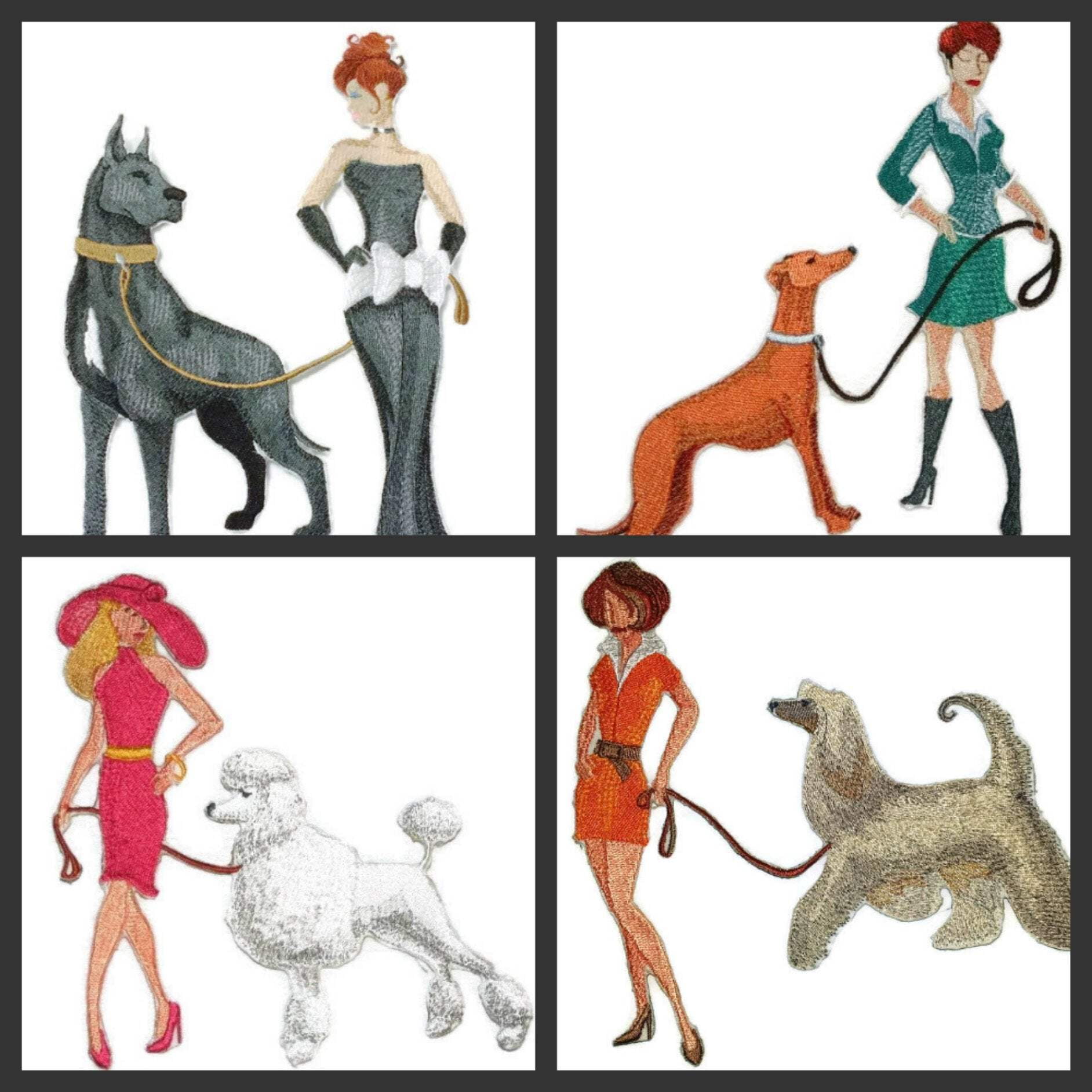 BeyondVision Custom Dog [Fashionista and Greyhound ] Embroidered Iron On/Sew Patch [7" x 6"]
