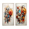thumbnail image 2 of Designart "Assemblage Geometric Constructivism Dynamic painting II" Constructivism Framed Wall Art Set Of 2 - Multi-Color Abstract Framed Canvas Set For Living Room Decor, 2 of 7