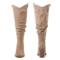thumbnail image 3 of Love Steetly Women's Extra Wide Calf Knee High Boots, Slouchy Ruched Shaft, Chunky Block Heel Side Zip Casual Winter Tall Boots., 3 of 8