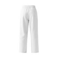 thumbnail image 7 of USNSM Mens Casual Linen Pants Loose Fit Elastic Drawstring Waist Straight-Legs Lightweight Breathable Long Pants White L, 7 of 7
