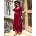thumbnail image 5 of Women's 2024 Fashion Short Sleeve Maternity Dress Summer Floral V-Neck Ruffle Maxi Dress, 5 of 9