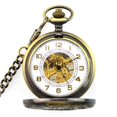 thumbnail image 5 of reloj de bolsillo retro con cubierta de esqueleto, mecánico, de cuerda manual, analógico-digital, de aleación, color bronce elegante, 5 of 5