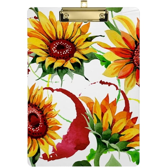 FMSHPON Wildflower Sunflower Clipboard Hardboard Wood Nursing Clip Board and Pull for Standard A4 Letter 13x9 inches