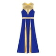 thumbnail image 3 of Alvivi Women Metallic Gold Sleeveless Praise Dance Dress Full Length Liturgical Worship Costume Blue M, 3 of 7