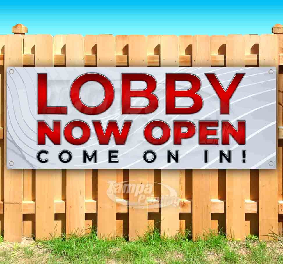 Lobby Now Open 13 Oz Heavy Duty Vinyl Banner Sign With Metal Grommets New Store Advertising Flag Many Sizes Available Walmart Com Walmart Com