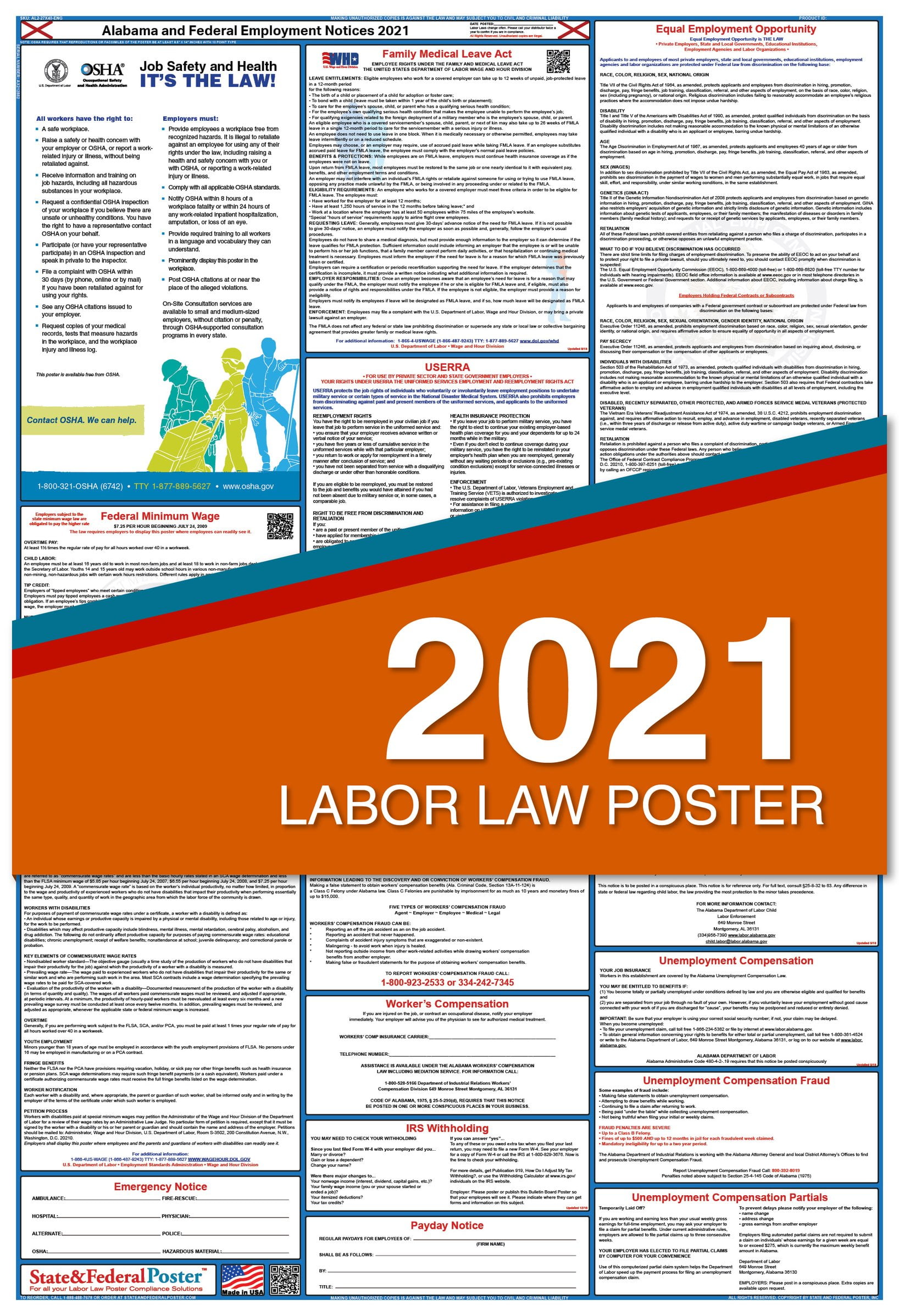 2021 Alabama State and Federal Labor Law Poster (Laminated ...