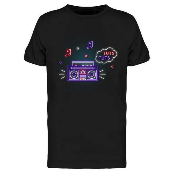 Retro Tape Recorder Neon Sign T-Shirt Men -Image by Shutterstock, Male Medium