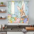 thumbnail image 4 of Easter Sheer Curtains 45 Inches Long, Spring Bunny Colorful Floral Eggs Wooden Plank Light Filering Curtains, Breathable Simi Curtain Privacy Drapes for Kitchen Bathroom Small Window Treatment, 4 of 9