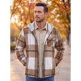 thumbnail image 4 of GIRUNS Men's Plaid Flannel Zip Up Hoodie Jacket Lightweight Casual Shirt Jacket Outerwear Coat Beige Brown L, 4 of 6