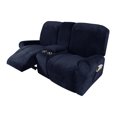 thumbnail image 5 of LiveGo 2 Seater Velvet Recliner Sofa Slipcover with Cup Holders, Stretch Loveseat Recliner Sofa Cover with Console Slate, Slipcover Protector for Living Room, 5 of 14