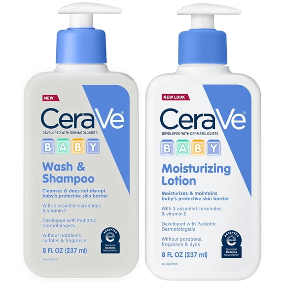 CeraVe Baby Cleanse & Moisturize Bundle (Baby Wash & Shampoo   Baby Lotion)