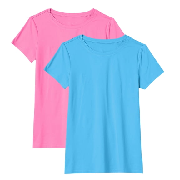 Womens Tops Short Sleeve 2PCS Stretch Crewneck T-Shirt Pack Of 2 Fashion Clothes Blouses Dressy Casual Women